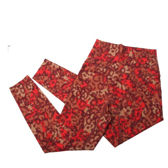 Aerie Offline High Rise Leggings Ankle Crop Stretch Animal Print Bright Red Tan - Picture 1 of 10